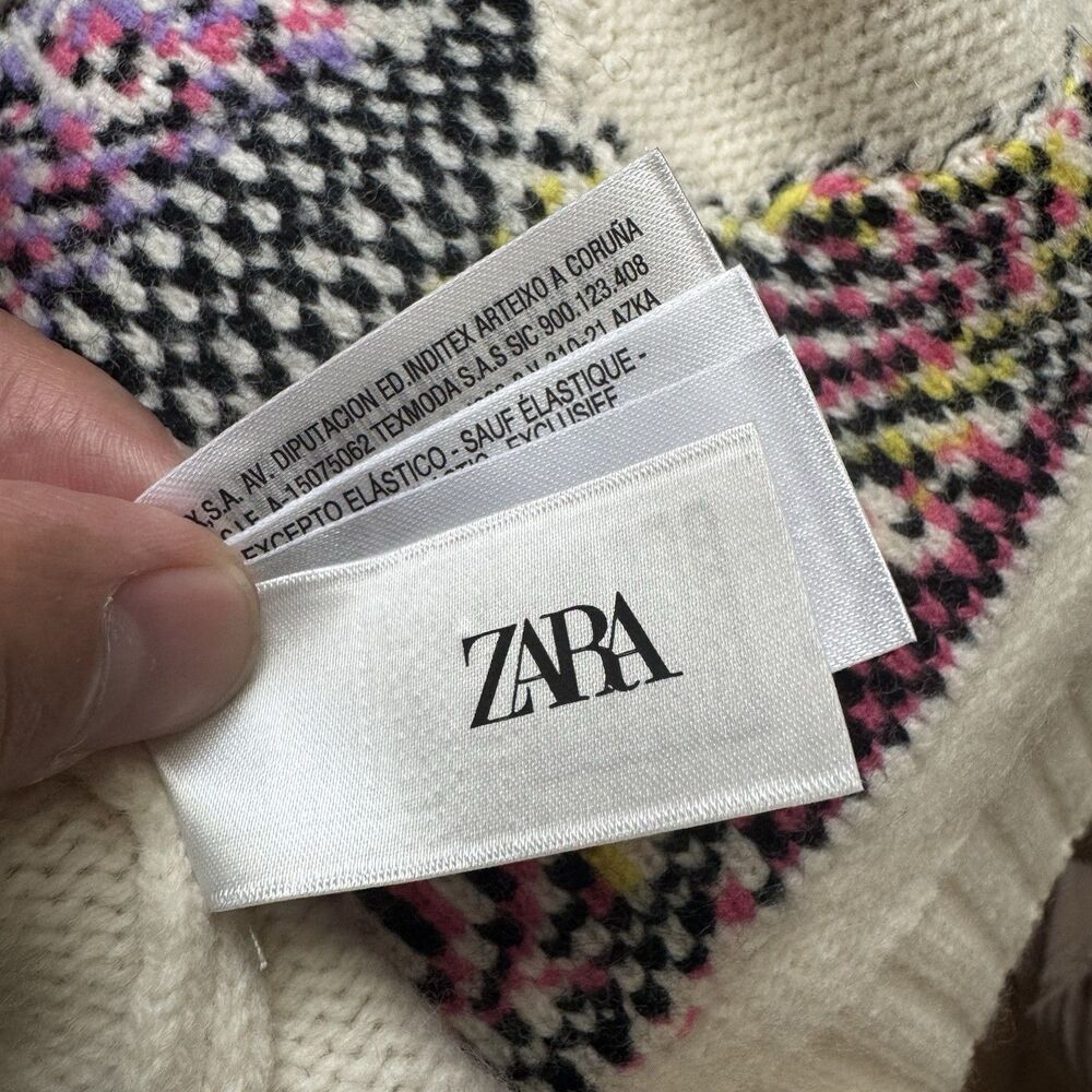 NWT Zara Harry Lambert Disney Daisy Duck Wool Blend Cardigan Sweater M Cream - Picture 8 of 9